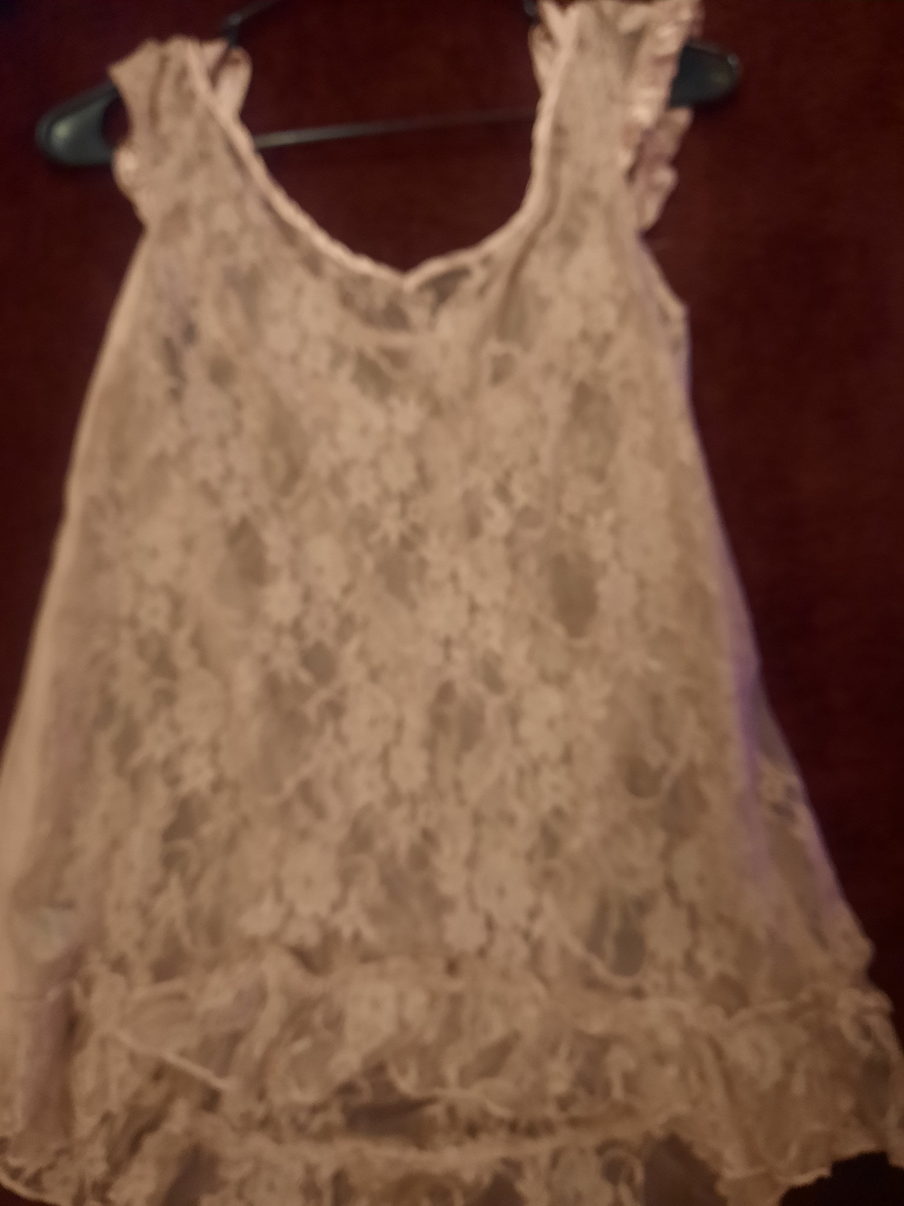 Girls Lace Ruffle Tank Top - Cream